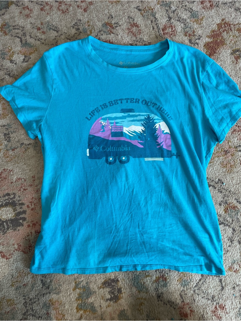 Columbia Bright Teal Short-Sleeve Tee with Camper Graphic